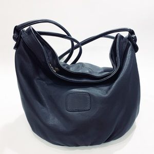 Slouchy black leather hobo bag